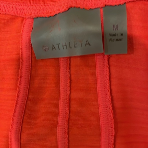 Athleta sz M bright coral colored cap sleeve athletic top - Picture 3 of 6